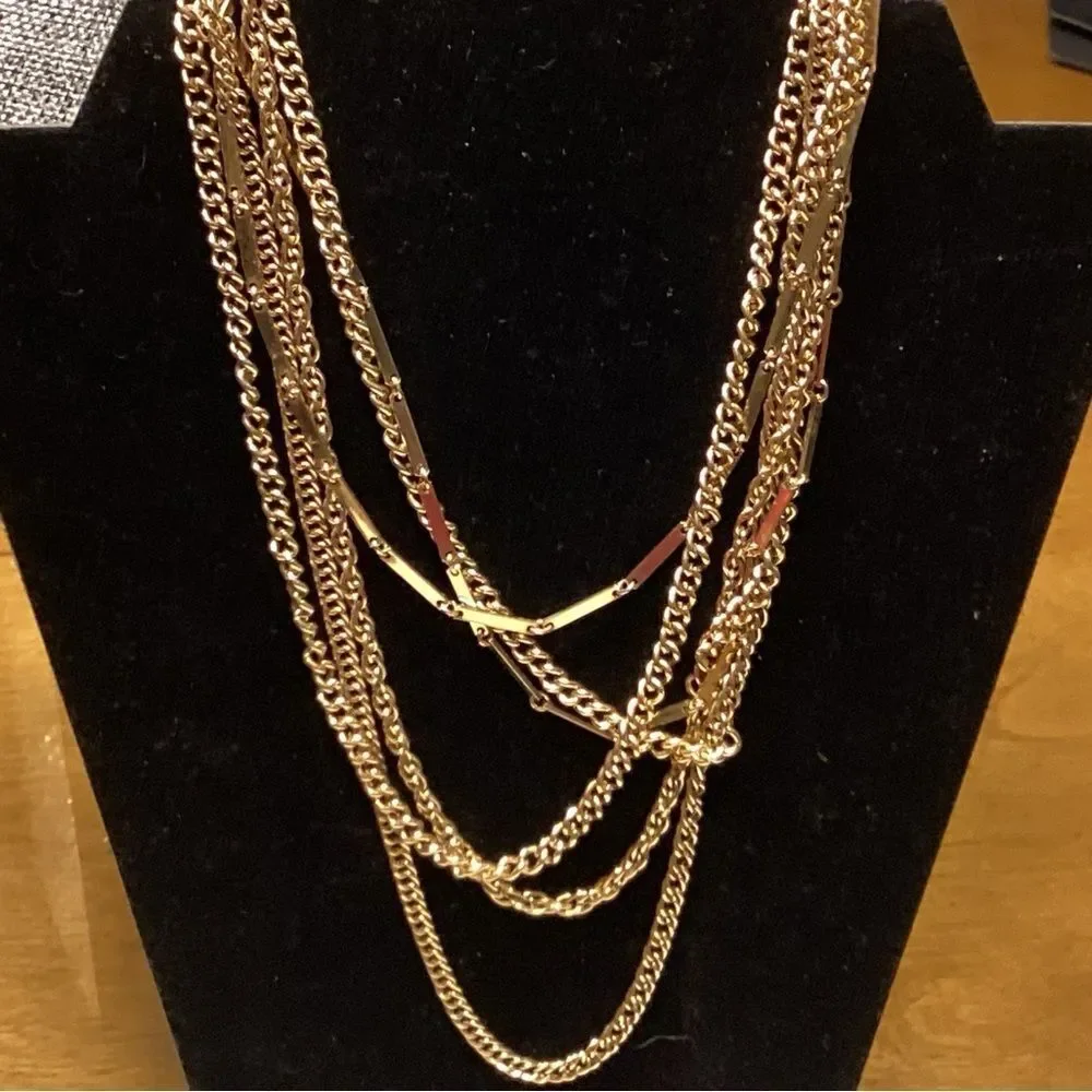 Multi Layers Goldtone Chain Necklace